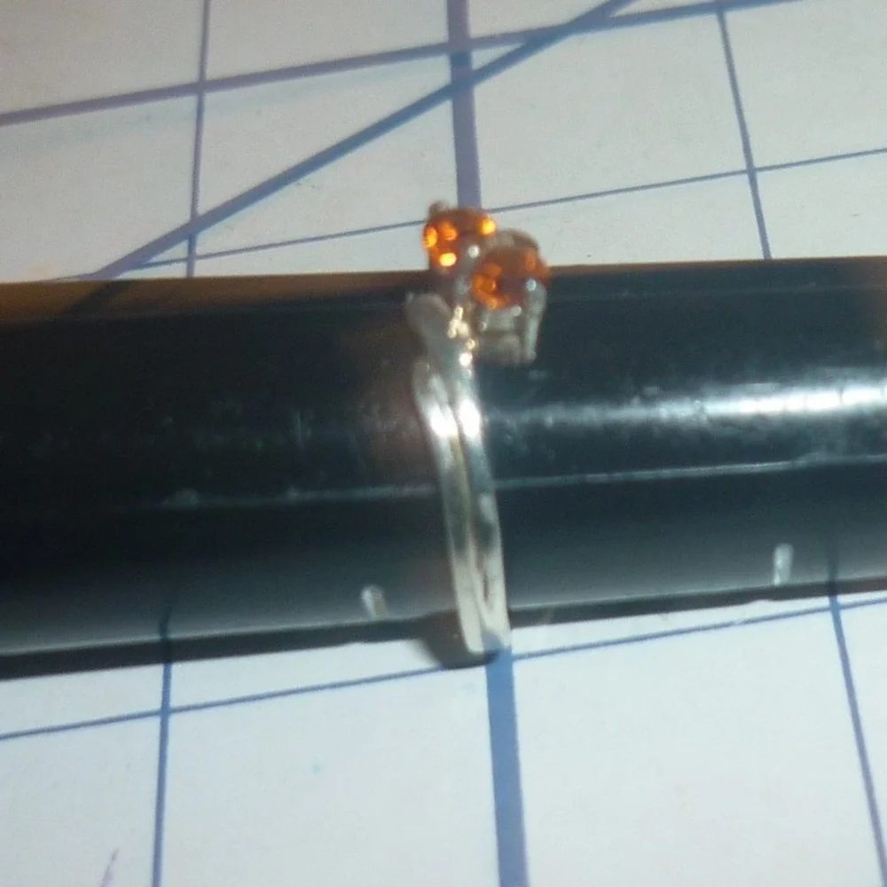 Sterling Silver Smoky Quartz Bypass Ring Size 2 .925 Two Stone Crossover Band